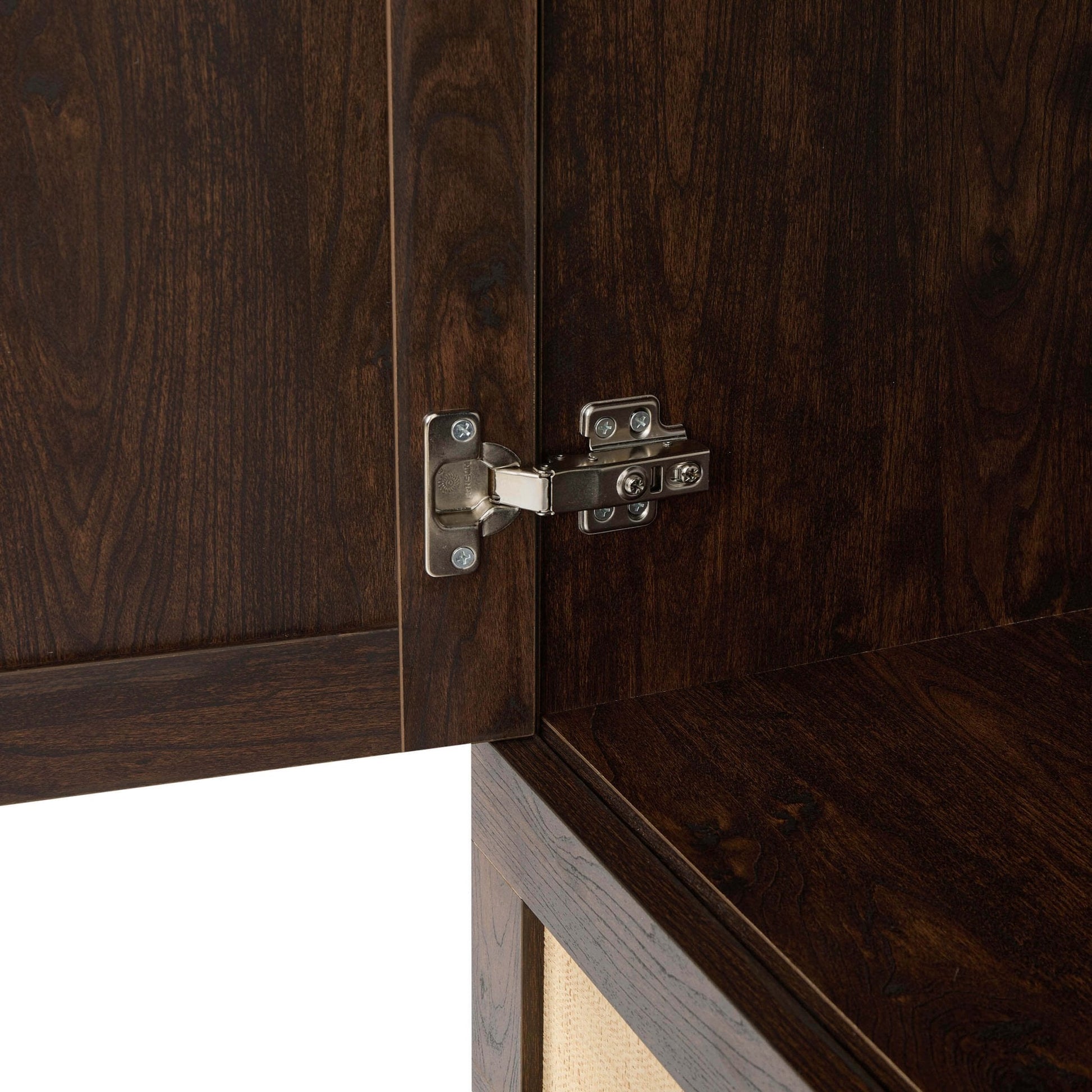 Raven Rattan 2 Door Wardrobe with Drawers - Walnut - DUSK