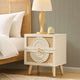 Raven Rattan 2 Drawer Bedside Table - Cream Oak Effect - DUSK