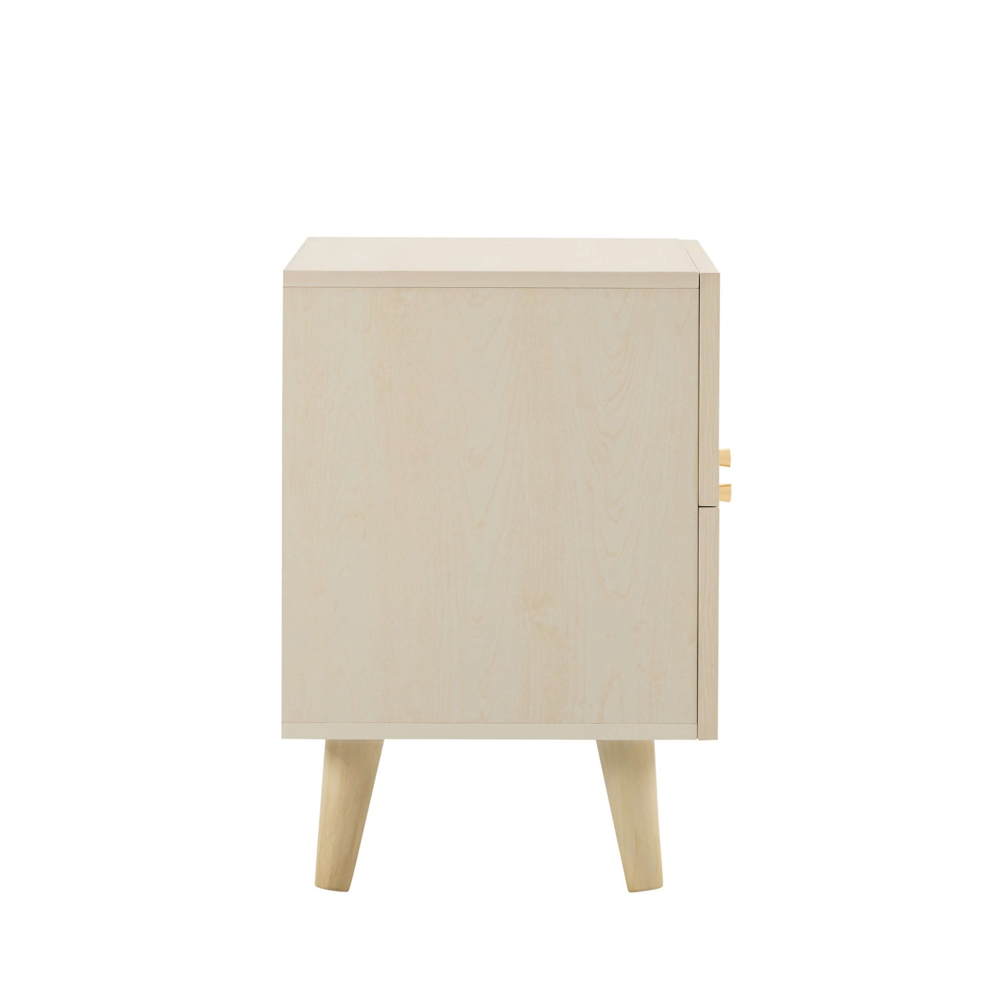 Raven Rattan 2 Drawer Bedside Table - Cream Oak Effect - DUSK
