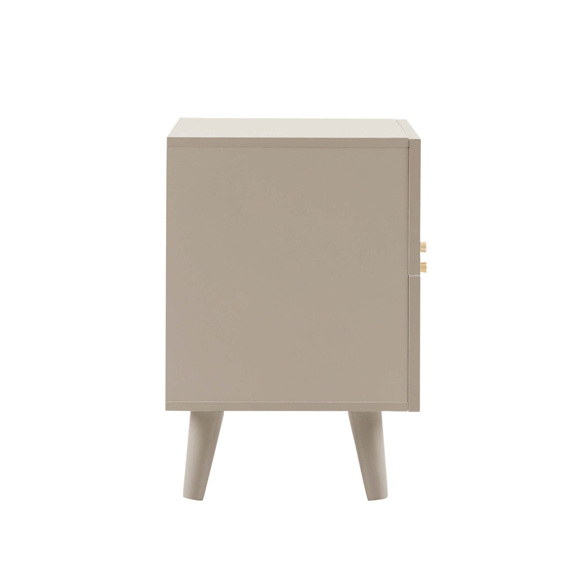 Raven Rattan 2 Drawer Bedside Table - Taupe - DUSK