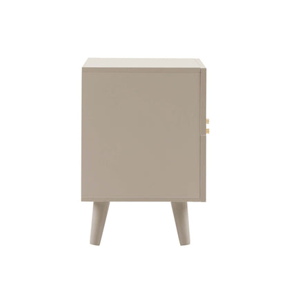Raven Rattan 2 Drawer Bedside Table - Taupe - DUSK