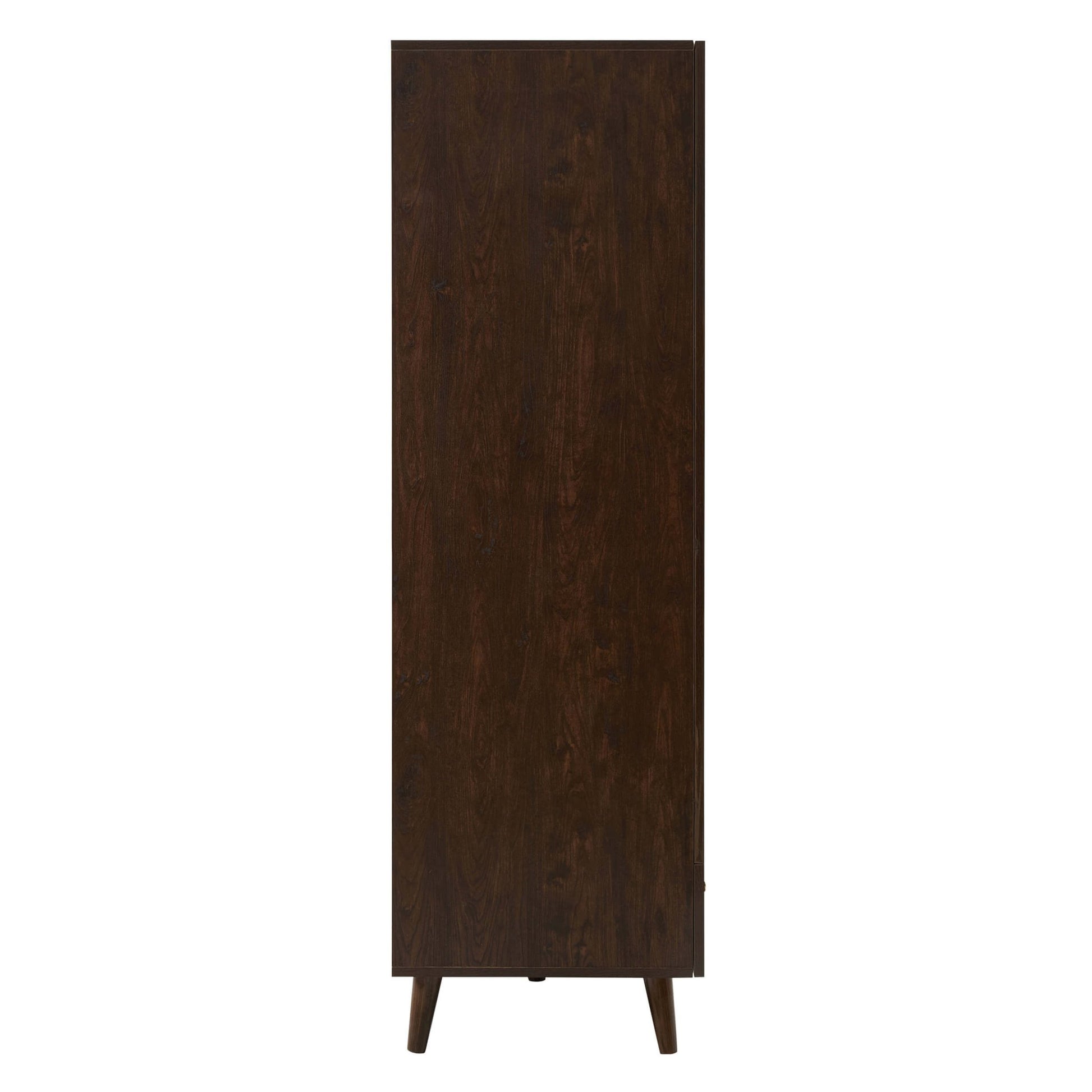 Raven Rattan 3 Door Wardrobe with Drawers - Walnut - DUSK