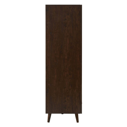 Raven Rattan 3 Door Wardrobe with Drawers - Walnut - DUSK