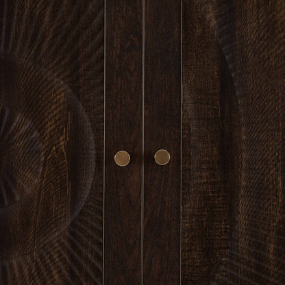 Raven Rattan 3 Door Wardrobe with Drawers - Walnut - DUSK