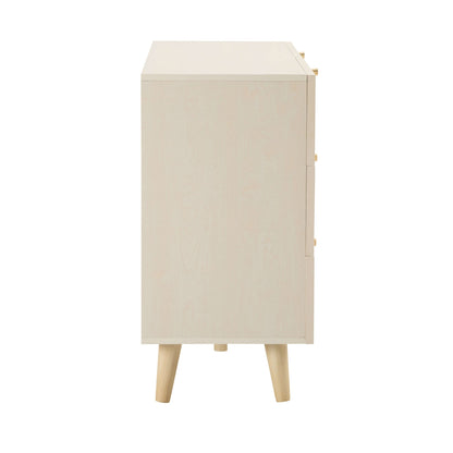 Raven Rattan 6 Drawer Chest - Cream Oak Effect - DUSK