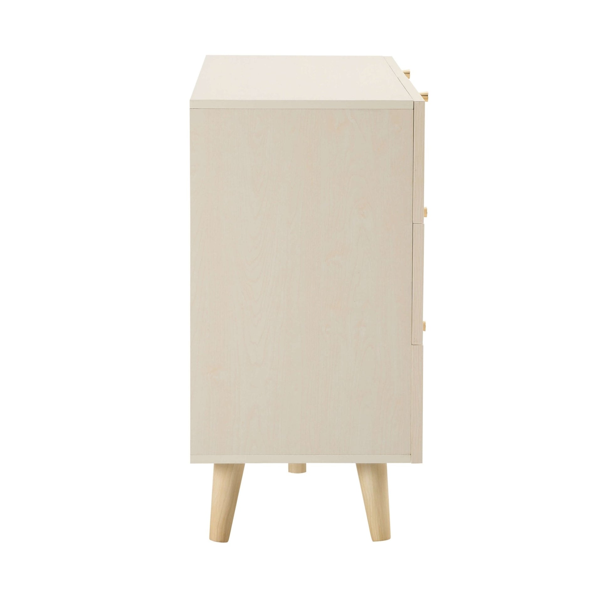 Raven Rattan 6 Drawer Chest - Cream Oak Effect - DUSK