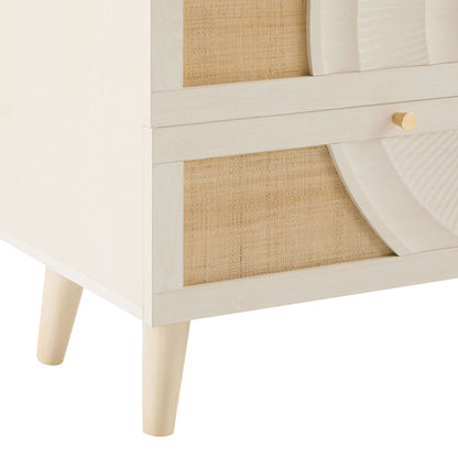 Raven Rattan 6 Drawer Chest - Cream Oak Effect - DUSK