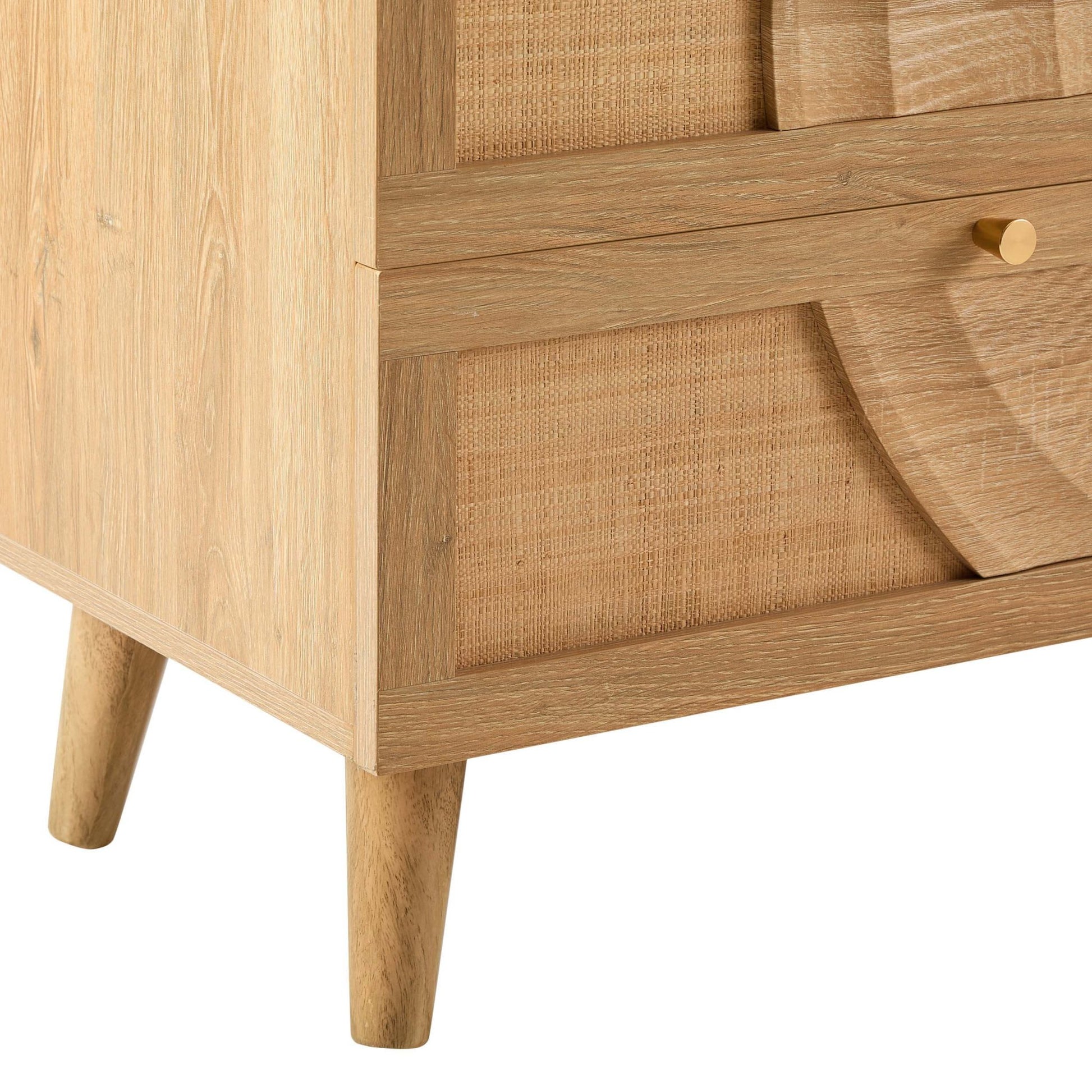 Raven Rattan 6 Drawer Chest - Light Wood - DUSK