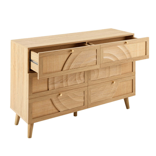 Raven Rattan 6 Drawer Chest - Light Wood - DUSK
