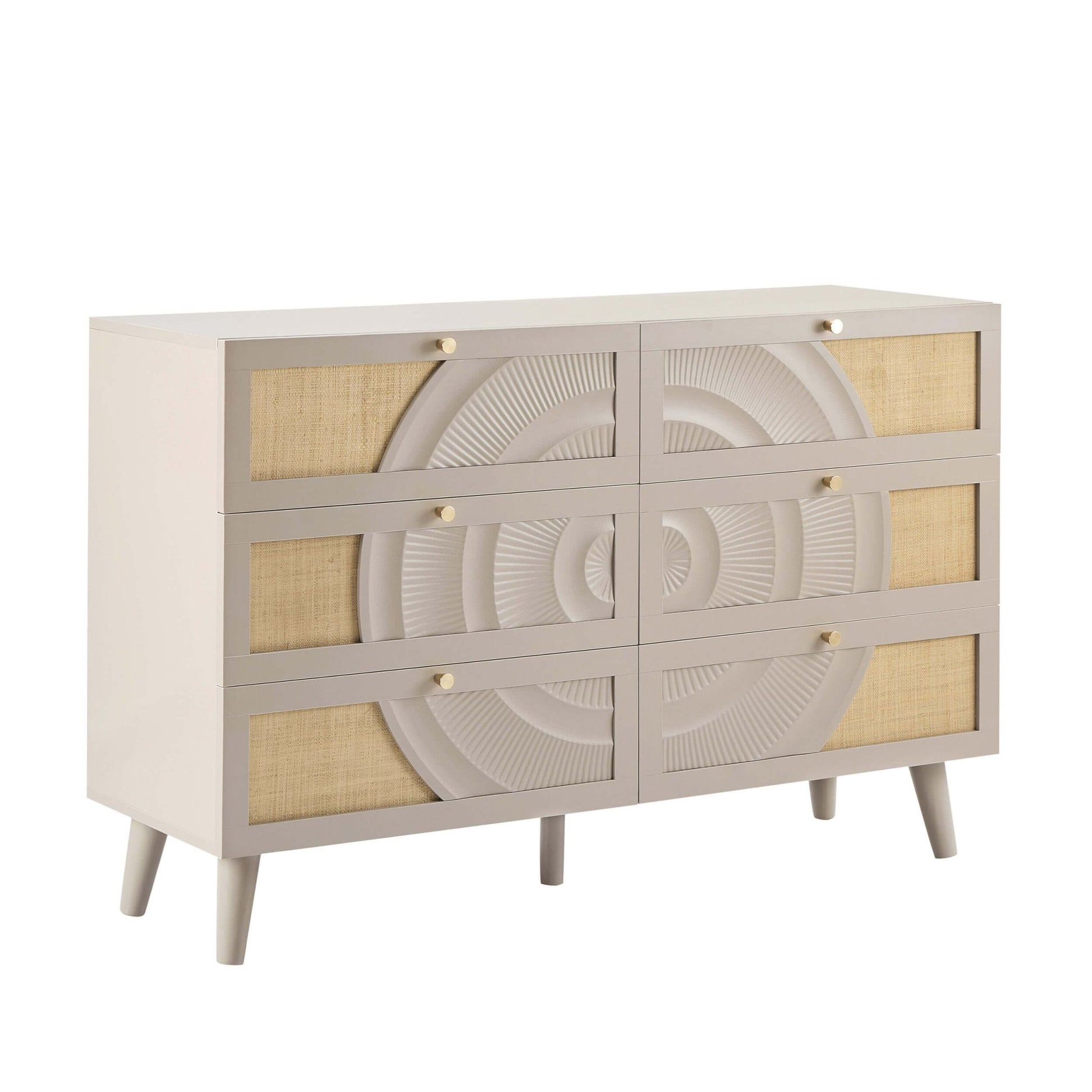 Raven Rattan 6 Drawer Chest - Taupe - DUSK