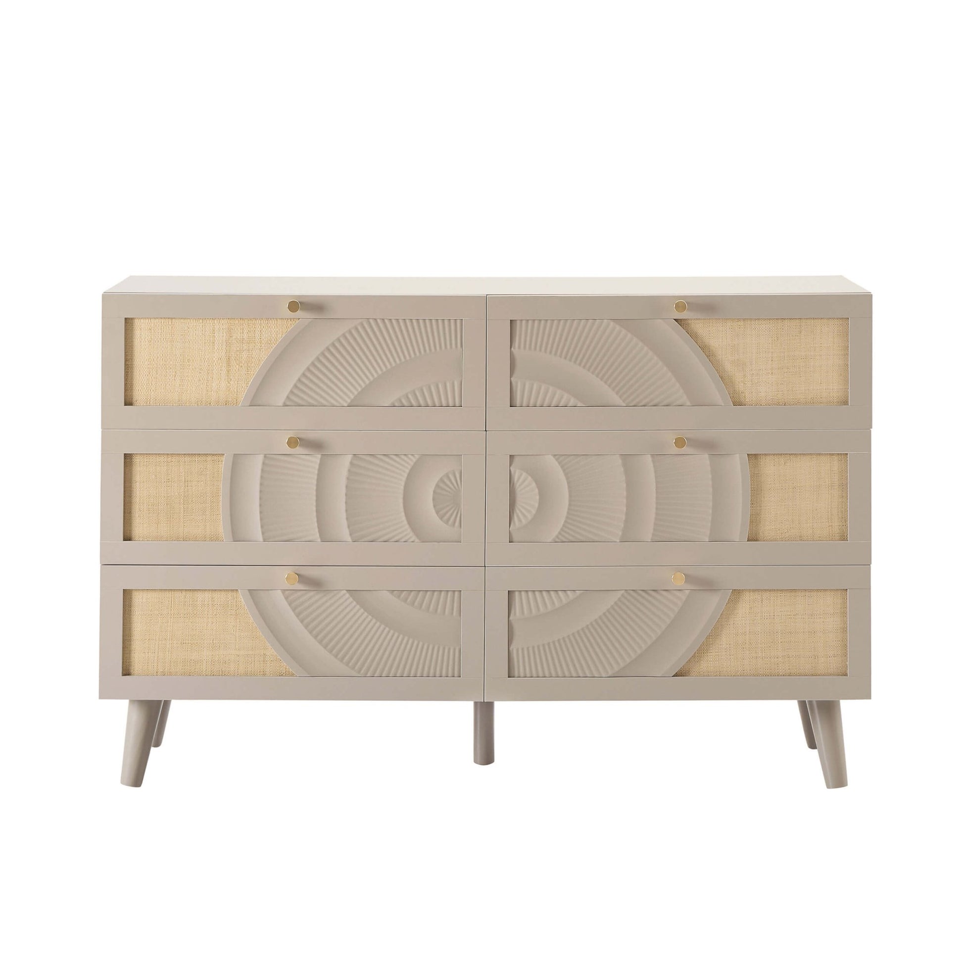 Raven Rattan 6 Drawer Chest - Taupe - DUSK