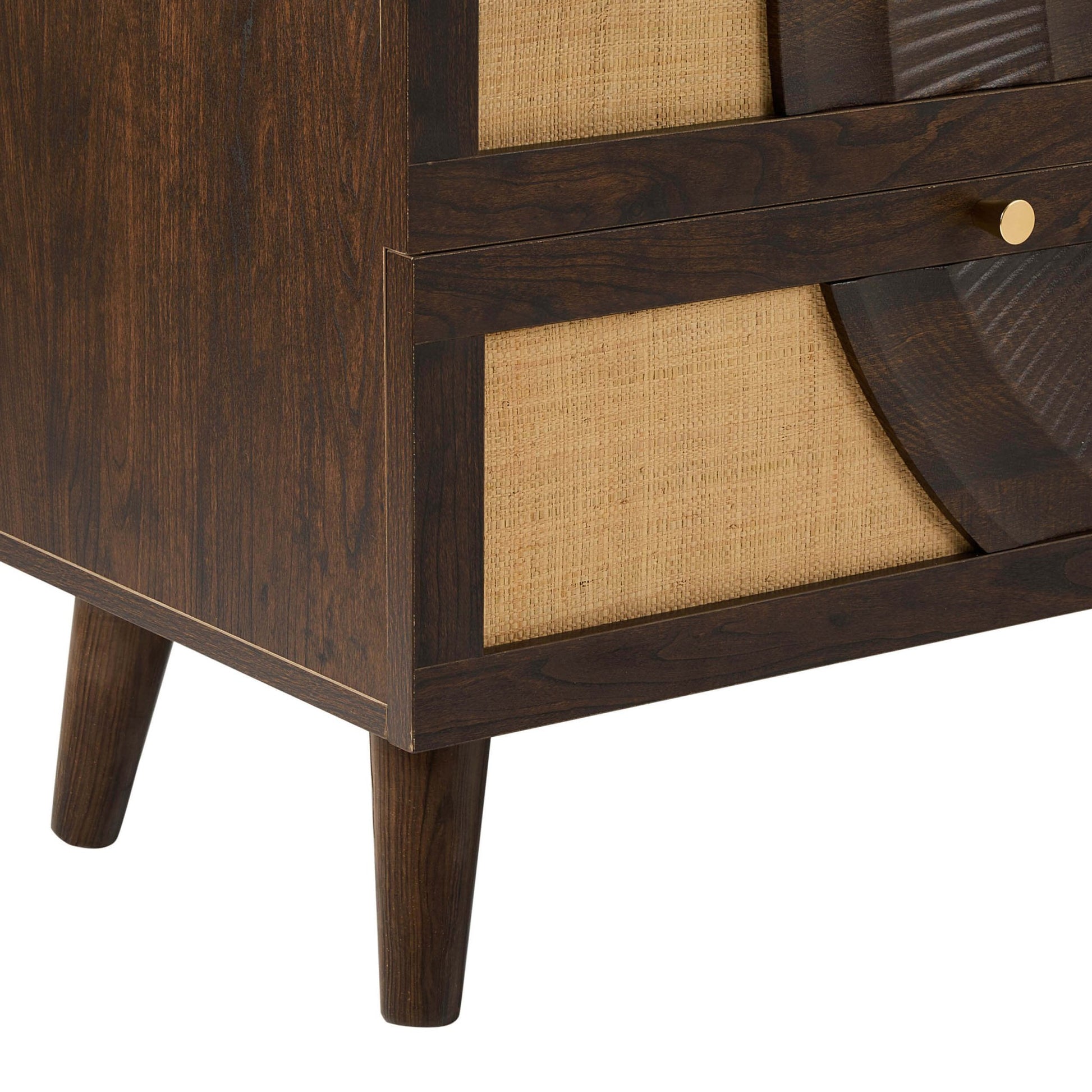 Raven Rattan 6 Drawer Chest - Walnut - DUSK