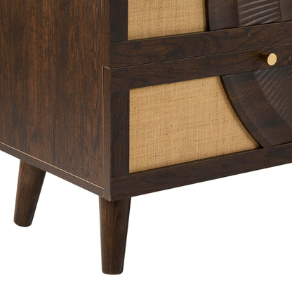 Raven Rattan 6 Drawer Chest - Walnut - DUSK
