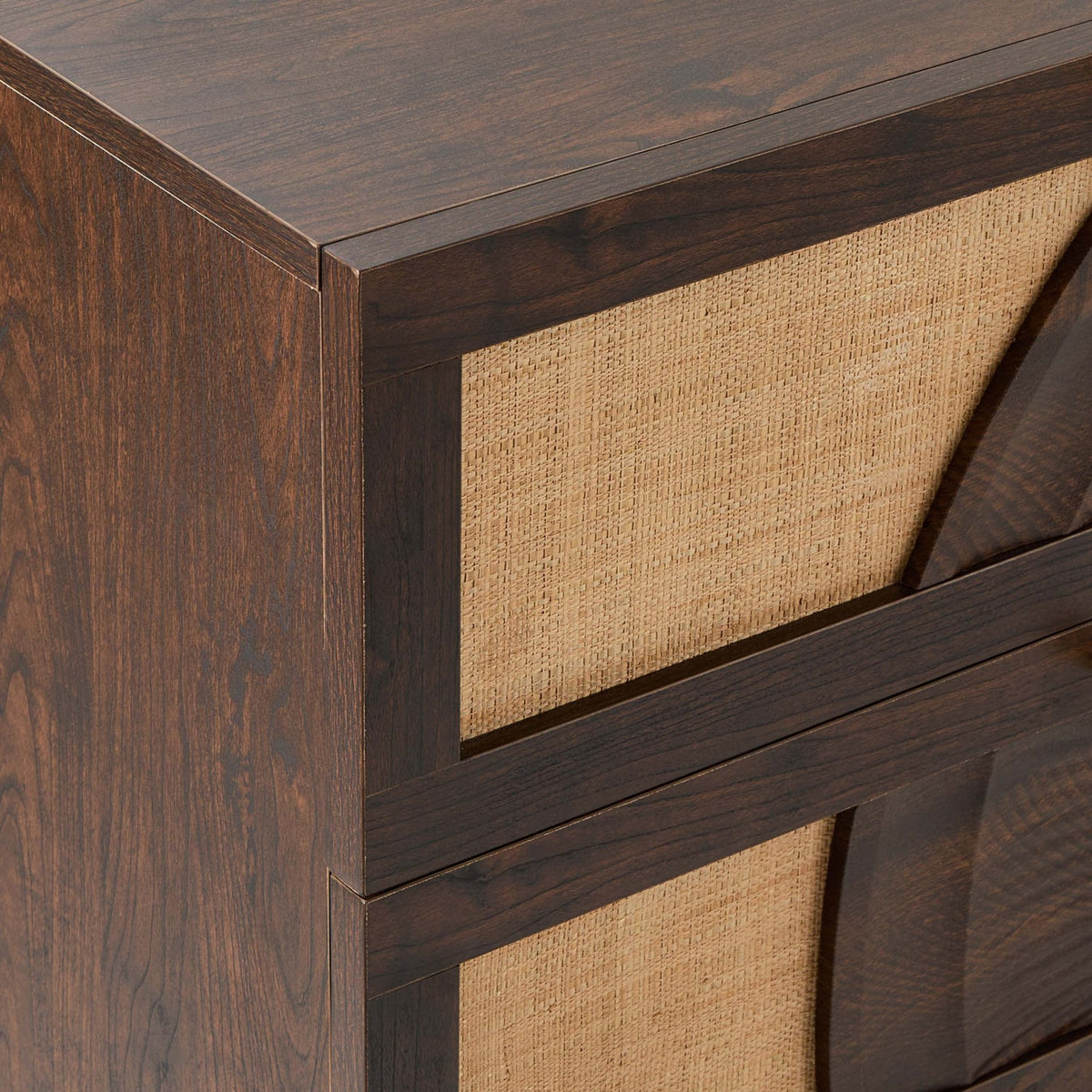 Raven Rattan 6 Drawer Chest - Walnut - DUSK