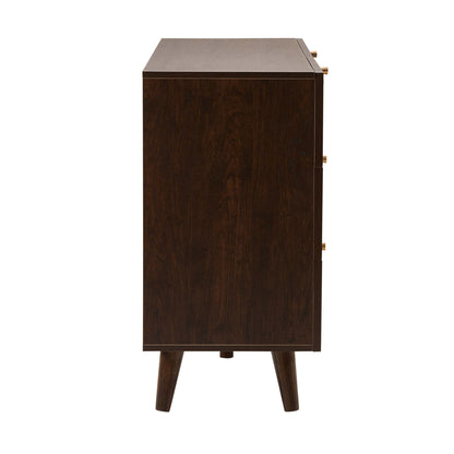 Raven Rattan 6 Drawer Chest - Walnut - DUSK