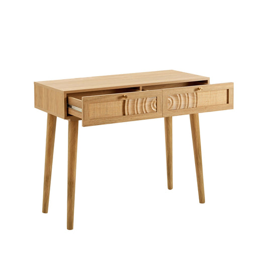 Raven Rattan Dressing Table with Drawers - Light Wood - DUSK
