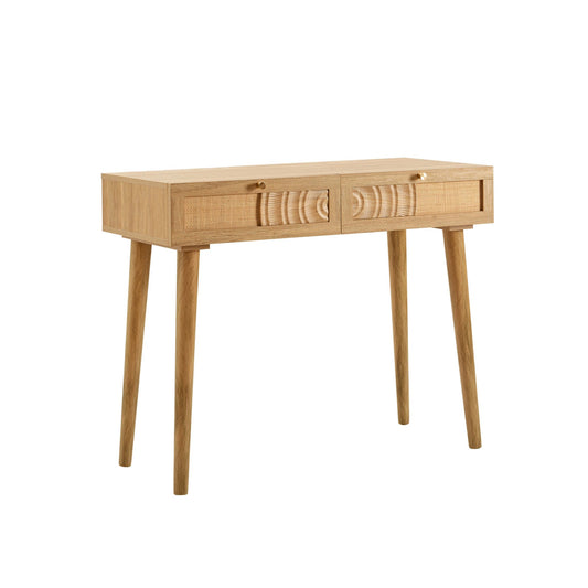 Raven Rattan Dressing Table with Drawers - Light Wood - DUSK