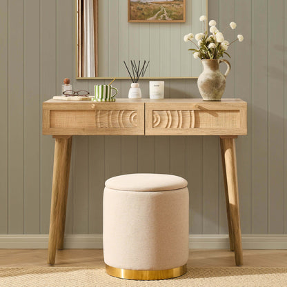Raven Rattan Dressing Table with Drawers - Light Wood - DUSK