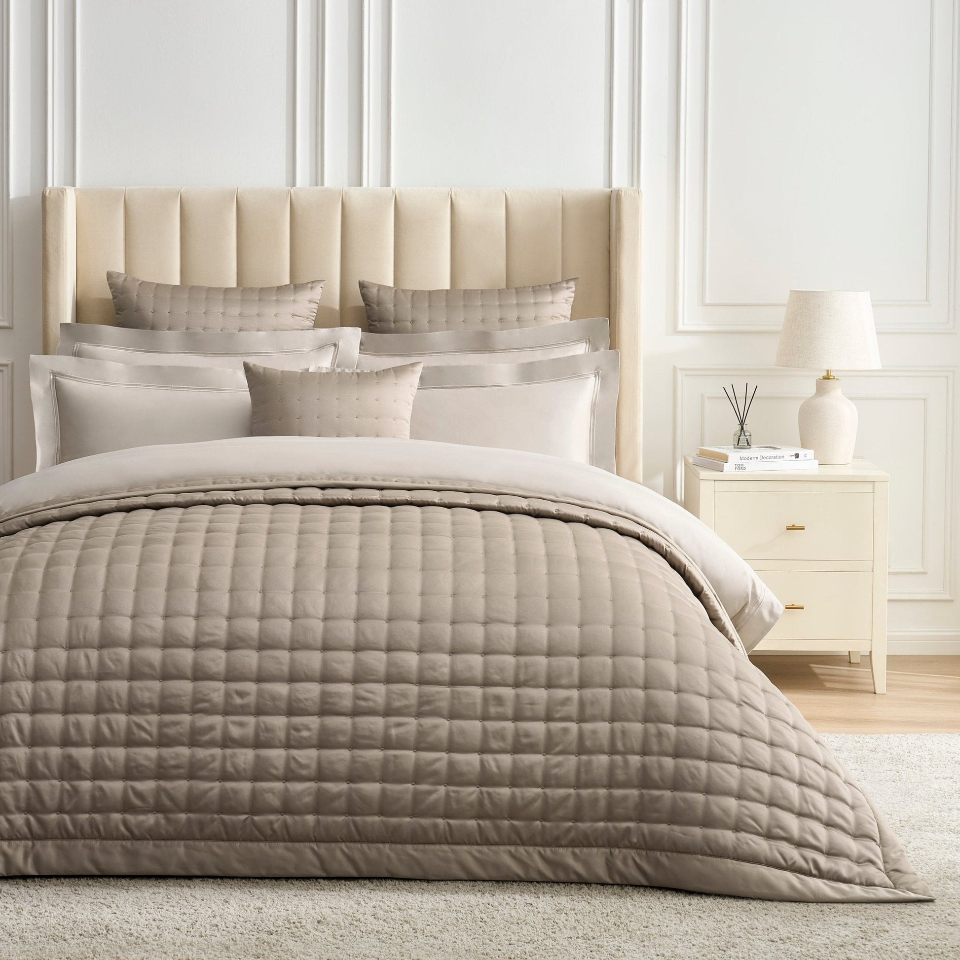Regent 400 Thread Count Embroidered Duvet Cover - Sateen - Champagne - DUSK