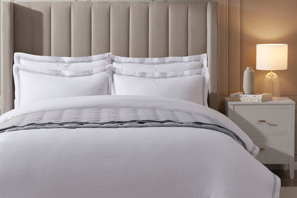 Regent 400 Thread Count Embroidered Duvet Cover - Sateen - Grey - DUSK