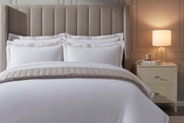 Regent 400 Thread Count Embroidered Duvet Cover - Sateen - Natural - DUSK