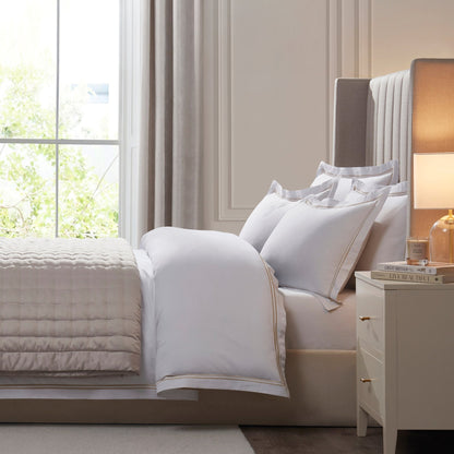 Regent 400 Thread Count Embroidered Duvet Cover - Sateen - Natural - DUSK