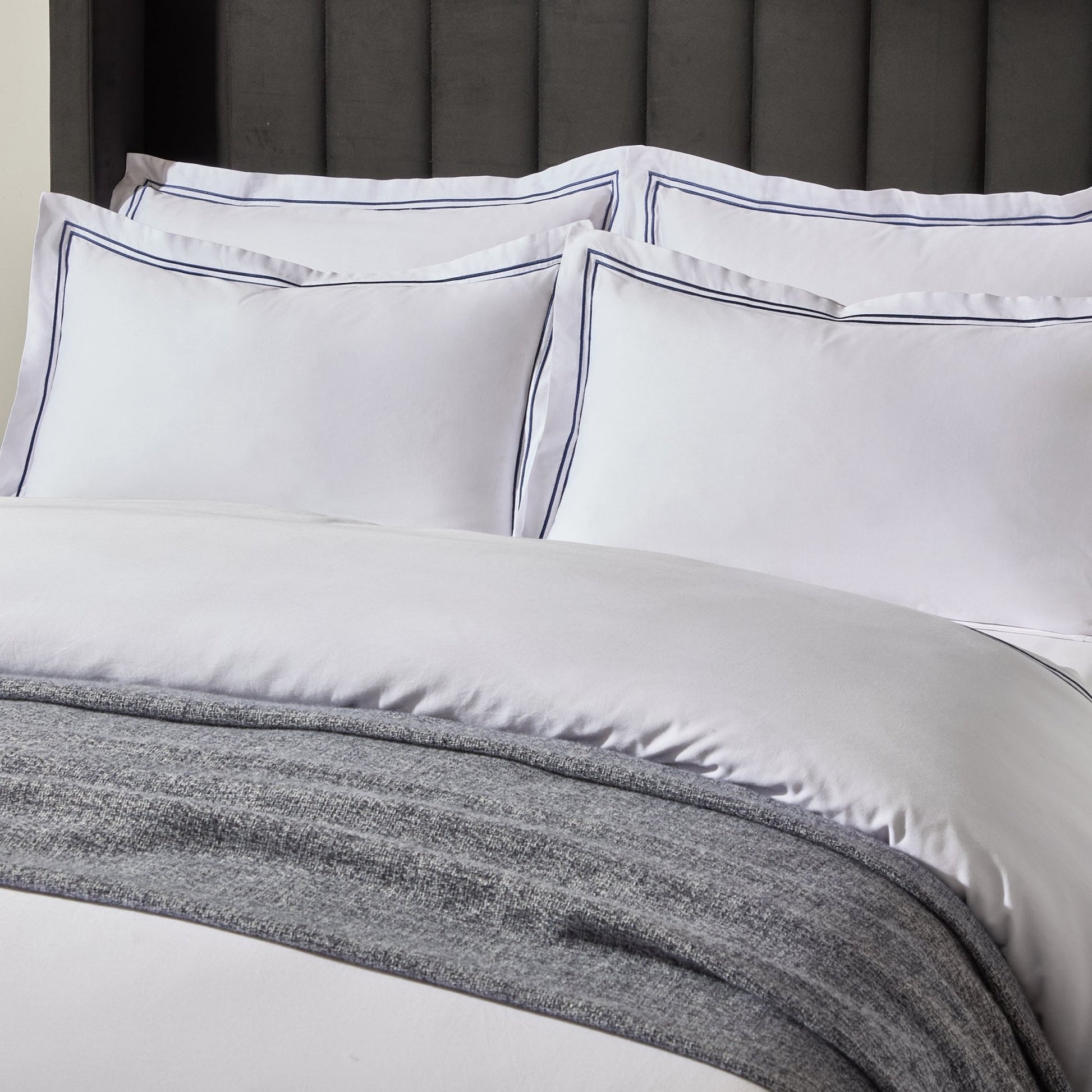 Regent 400 Thread Count Embroidered Duvet Cover - Sateen - Navy - DUSK