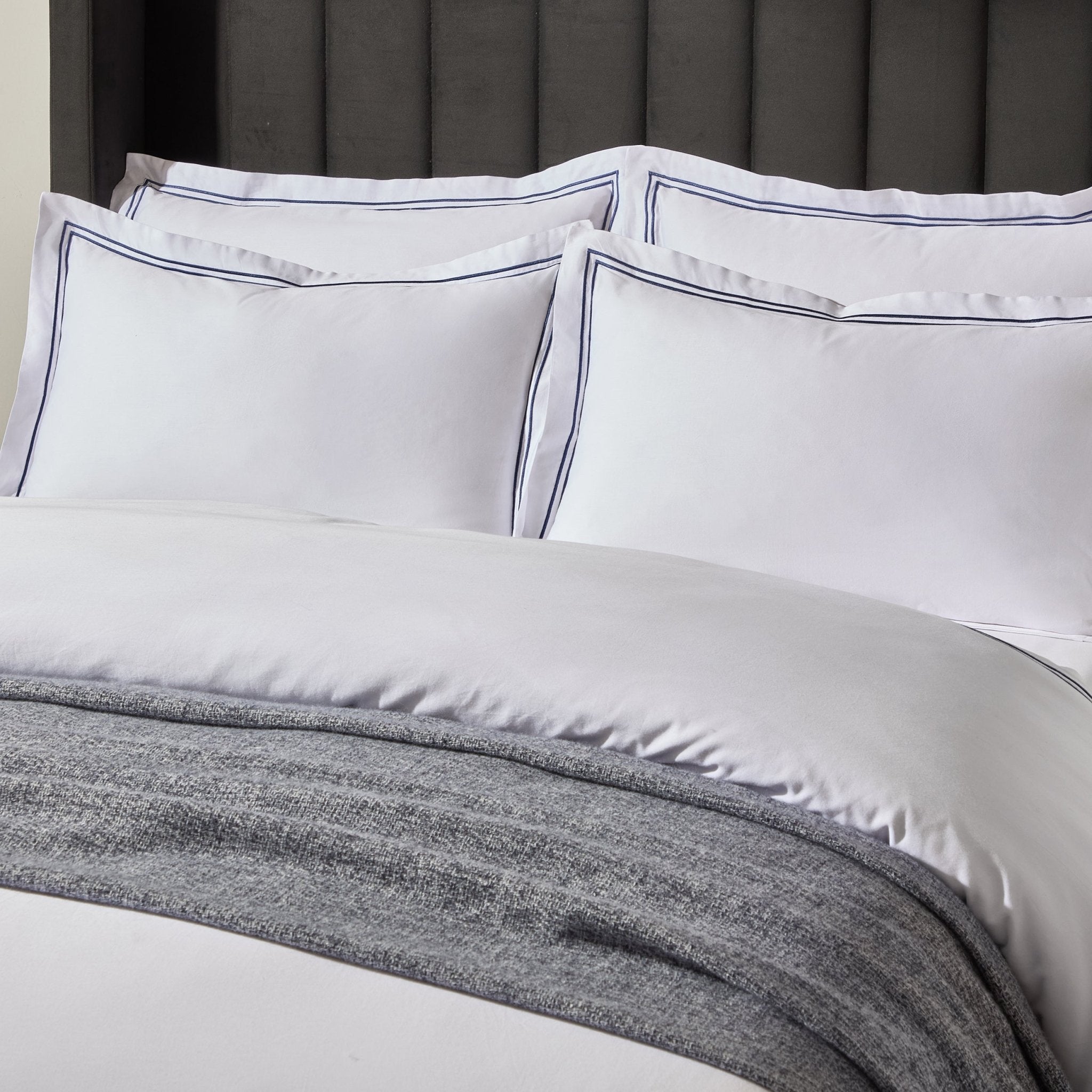 Regent 400 Thread Count Embroidered Duvet Cover - Sateen - Navy - DUSK