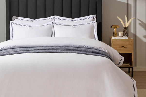 Regent 400 Thread Count Embroidered Duvet Cover - Sateen - Navy - DUSK