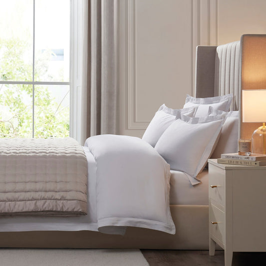 Regent 400 Thread Count Embroidered Duvet Cover - Sateen - White - DUSK