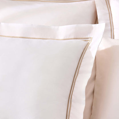 Regent Embroidered 100% Cotton Pair of Oxford Square Pillowcases - Natural - DUSK