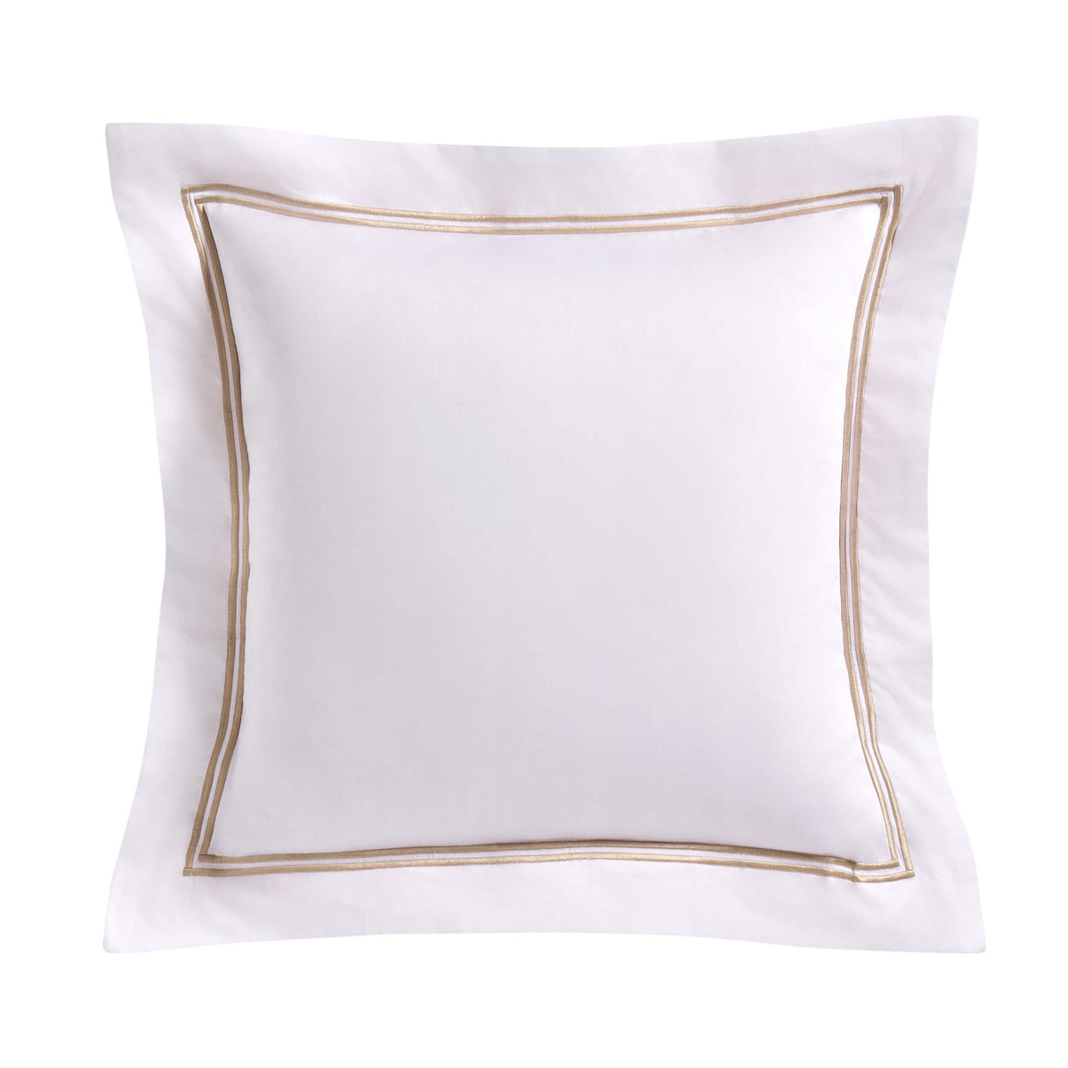 Regent Embroidered 100% Cotton Pair of Oxford Square Pillowcases - Natural - DUSK
