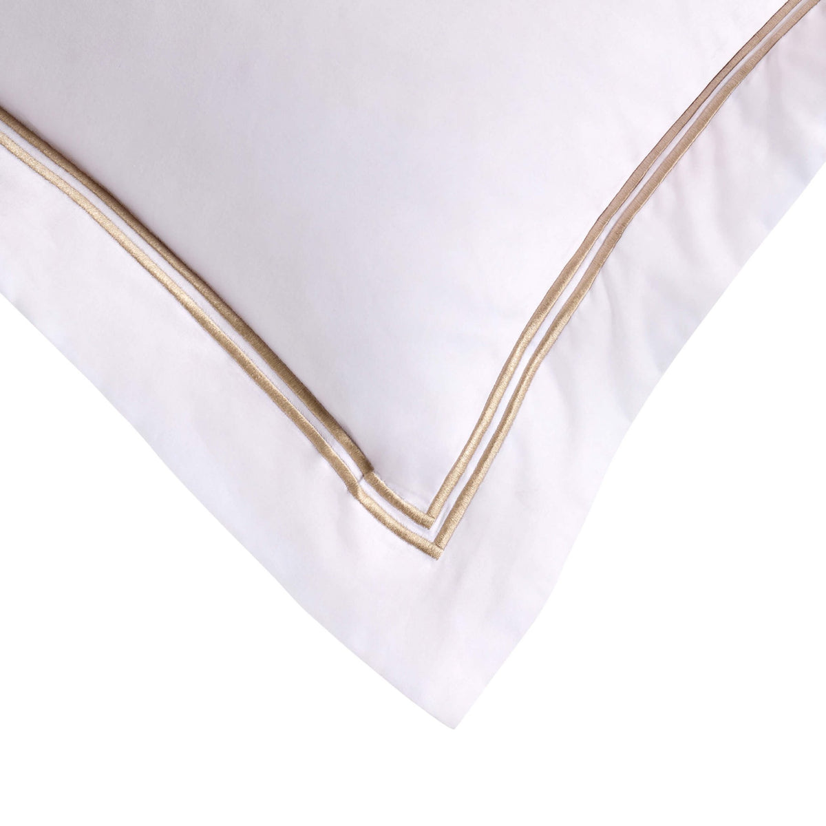 Regent Embroidered 100% Cotton Pair of Oxford Square Pillowcases - Natural - DUSK