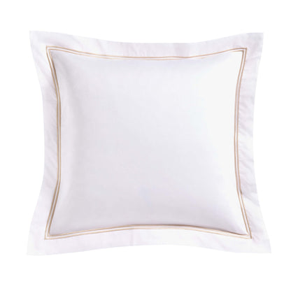 Regent Embroidered 100% Cotton Pair of Oxford Square Pillowcases - Natural - DUSK