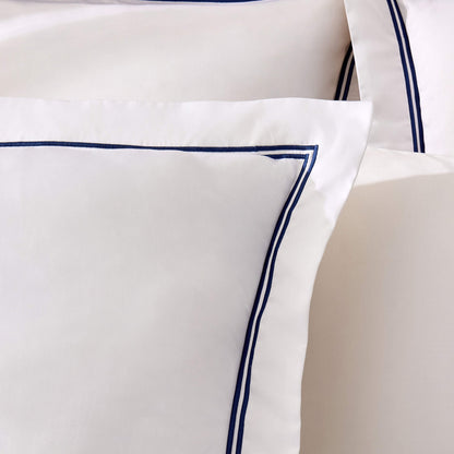 Regent Embroidered 100% Cotton Pair of Oxford Square Pillowcases - Navy - DUSK