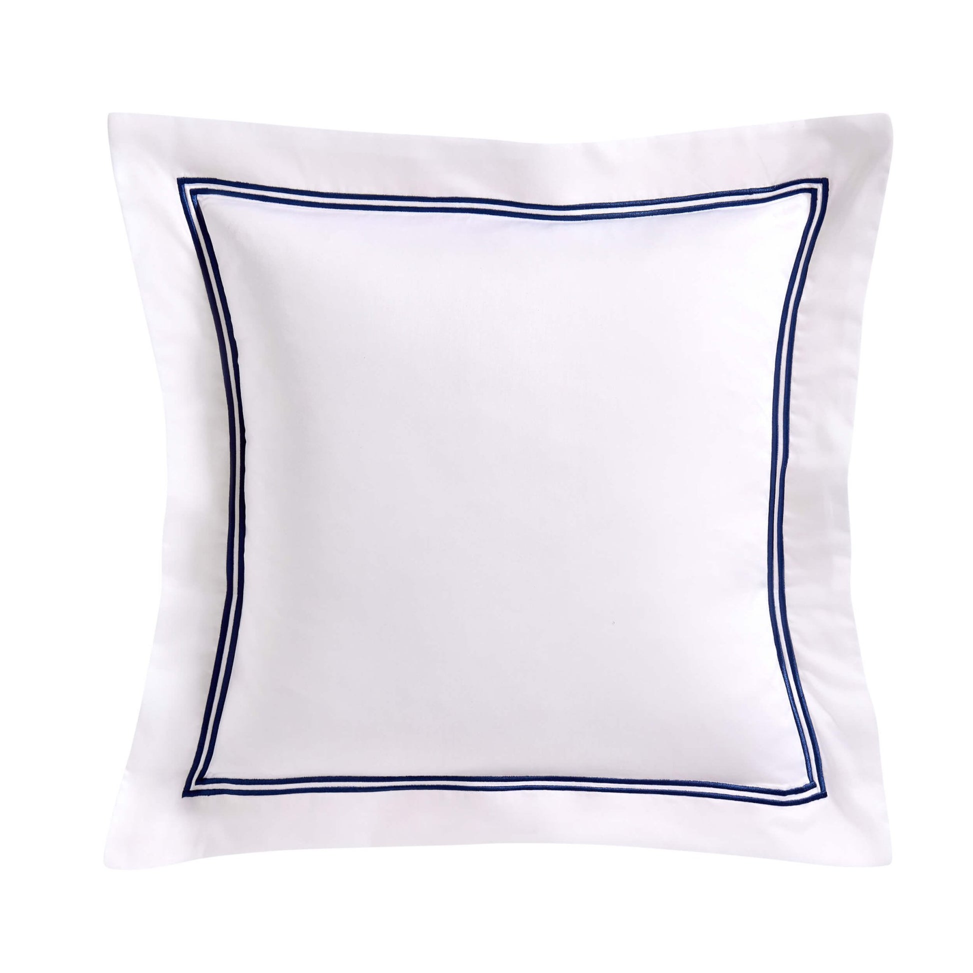 Regent Embroidered 100% Cotton Pair of Oxford Square Pillowcases - Navy - DUSK