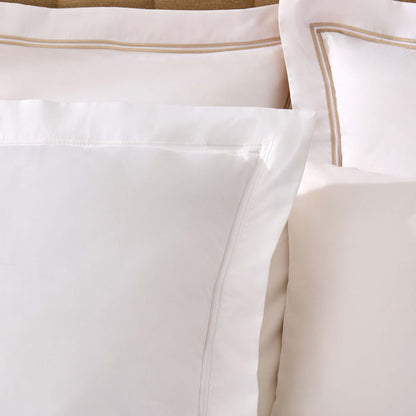 Regent Embroidered 100% Cotton Pair of Oxford Square Pillowcases - White - DUSK