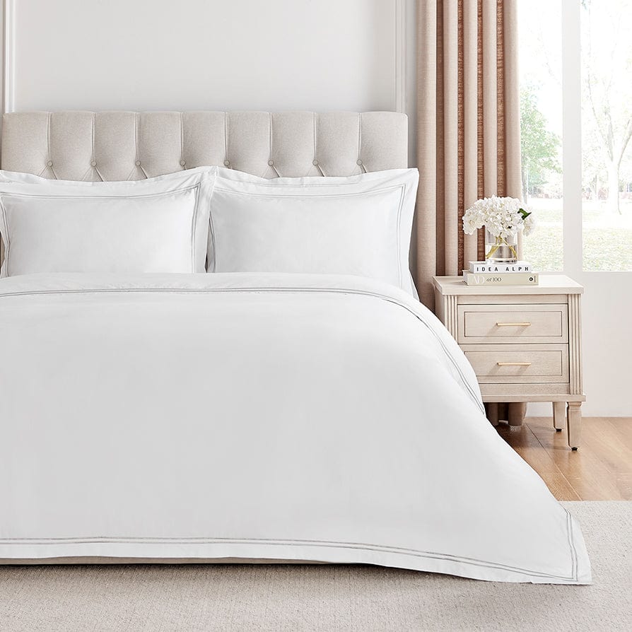 Regent 400 Thread Count Embroidered Duvet Cover - Sateen - Grey – DUSK