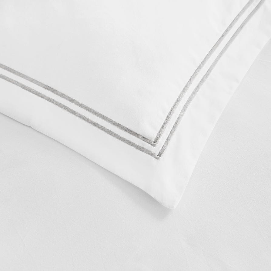 Regent Embroidered Duvet Cover - 400 Thread Count Sateen - Grey - DUSK