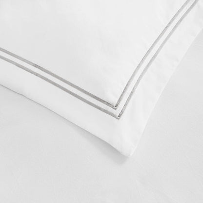 Regent Embroidered Duvet Cover - 400 Thread Count Sateen - Grey - DUSK