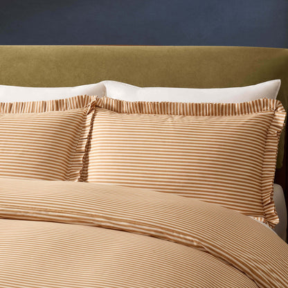 Retro Stripe 100% Cotton Duvet Covet & Pilllowcase Set - Mustard - DUSK