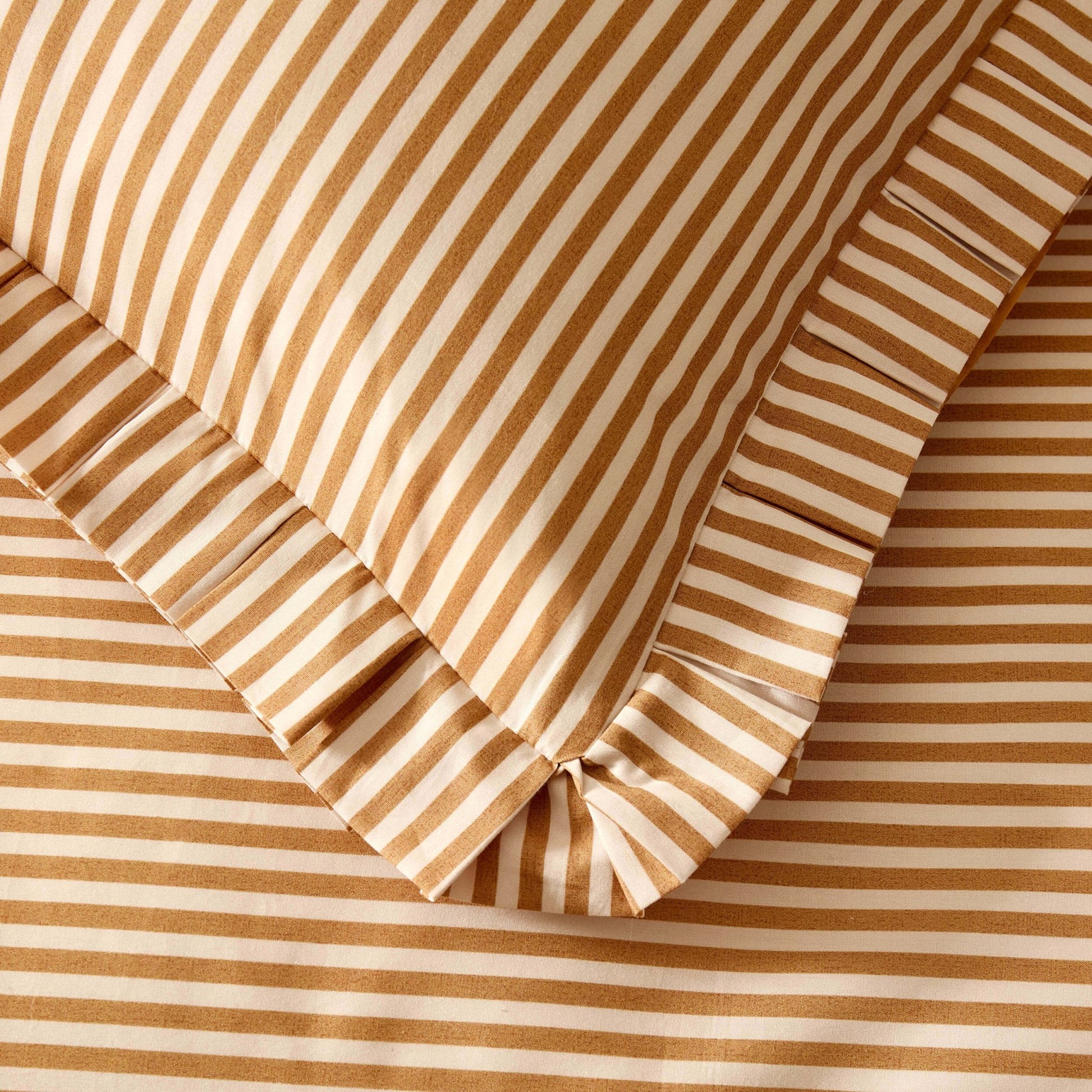 Retro Stripe 100% Cotton Duvet Covet & Pilllowcase Set - Mustard - DUSK