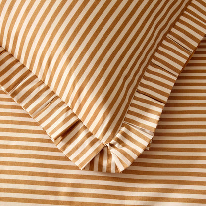 Retro Stripe 100% Cotton Duvet Covet & Pilllowcase Set - Mustard - DUSK