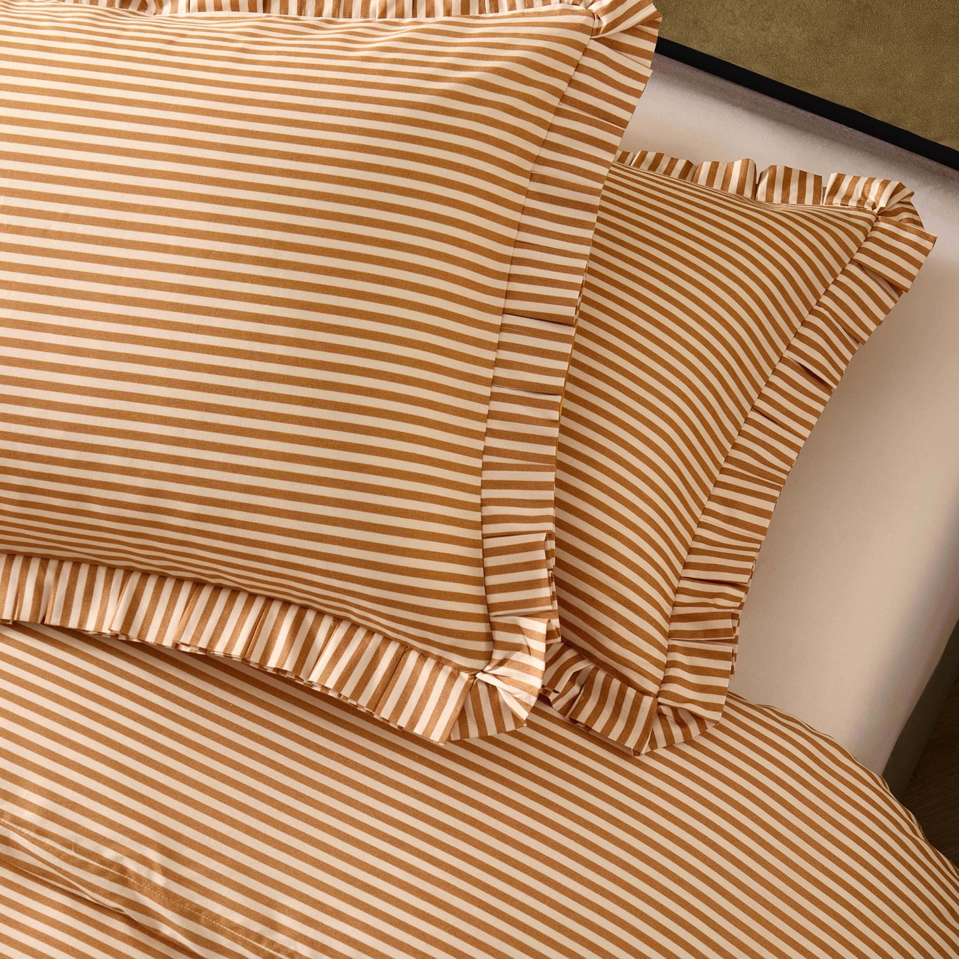Retro Stripe 100% Cotton Duvet Covet & Pilllowcase Set - Mustard - DUSK