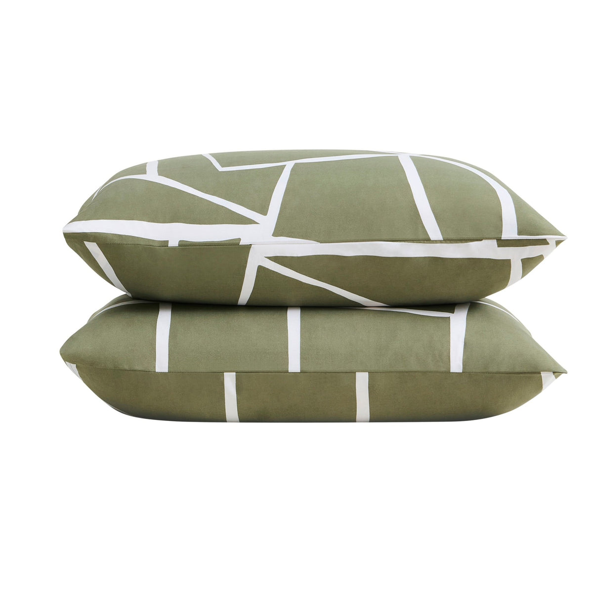 Reuben 100% Cotton Tile Print Duvet Cover & Pillowcase Set - Olive - DUSK