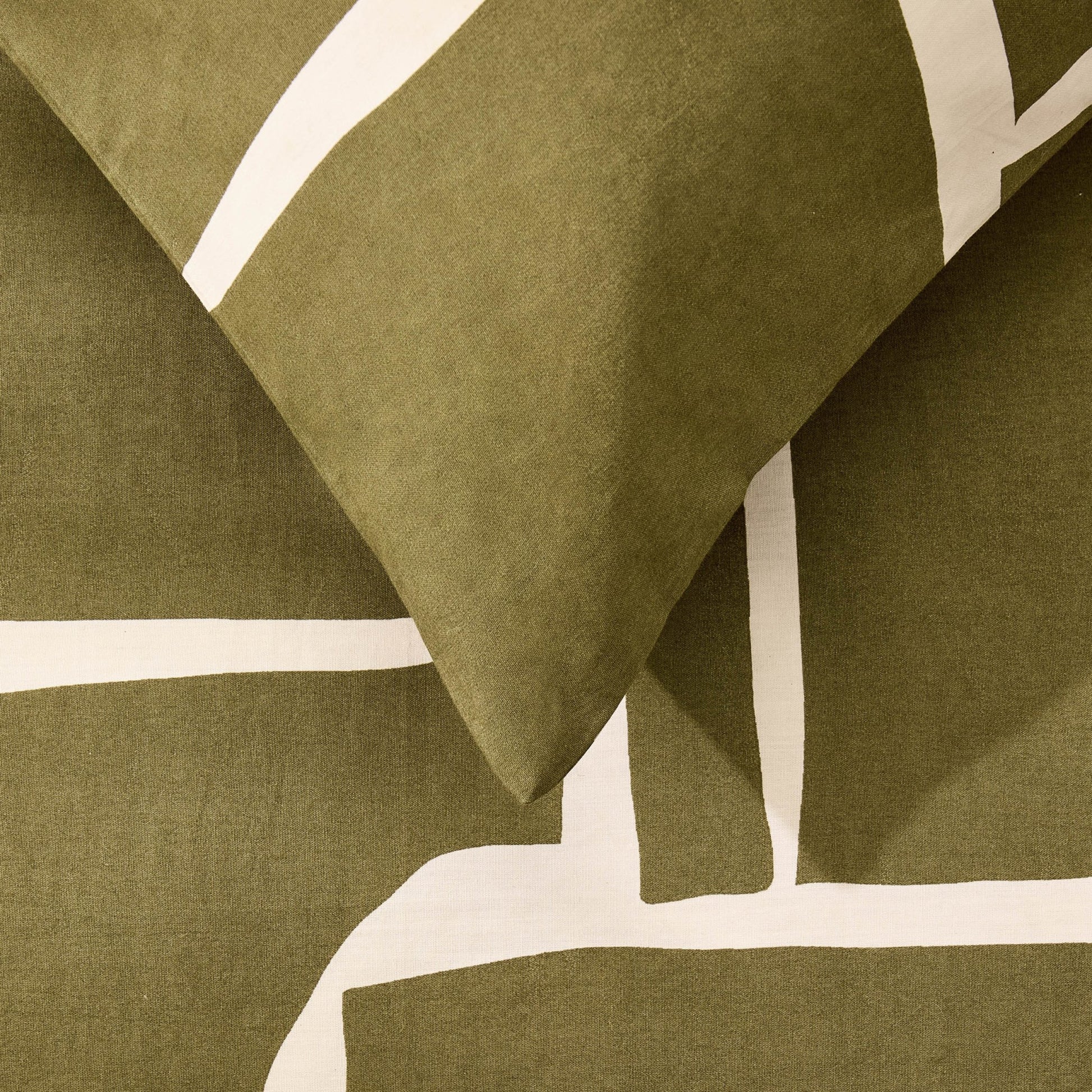 Reuben 100% Cotton Tile Print Duvet Cover & Pillowcase Set - Olive - DUSK