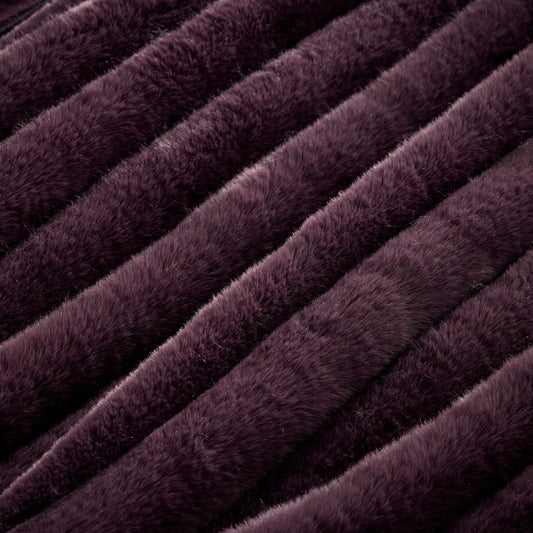 Ribbed Faux Fur Cushion Cover - Aubergine - DUSK