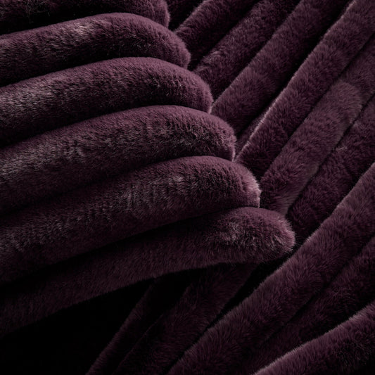 Ribbed Faux Fur Cushion Cover - Aubergine - DUSK