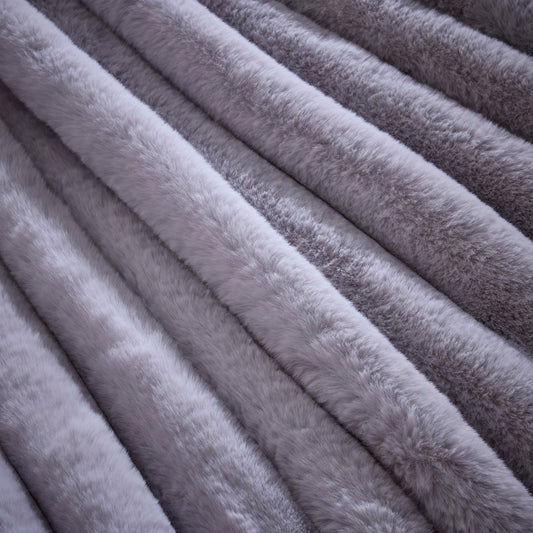 Ribbed Faux Fur Throw 1.5x2m - Dove Grey - DUSK