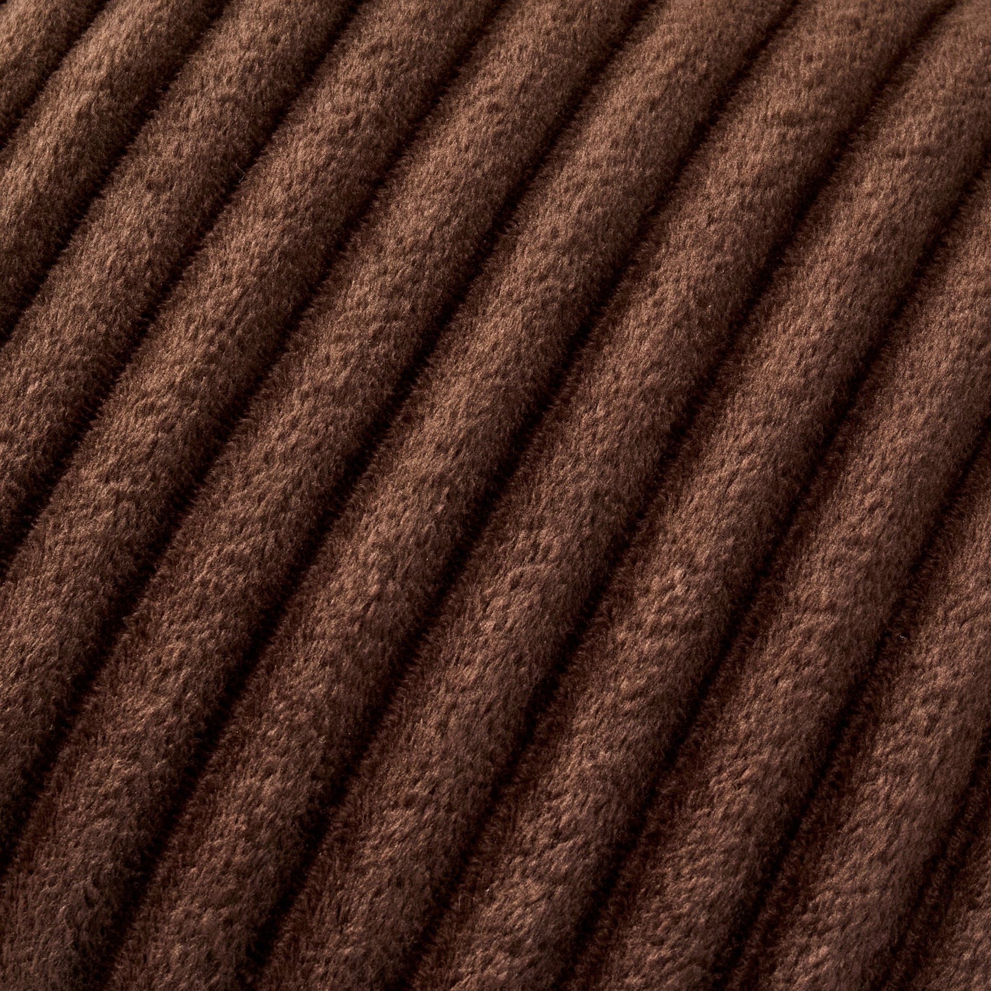 Ribbed Flannel Faux Fur Cushion Cover - Chocolate - DUSK